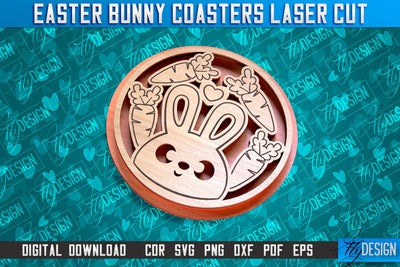 Easter Bunny Coasters | Laser Cutting File | CNC File SVG Fly Design 