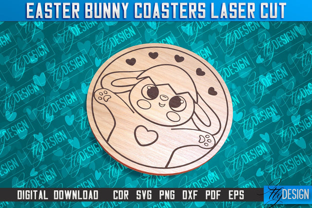 Easter Bunny Coasters | Laser Cutting File | CNC File SVG Fly Design 