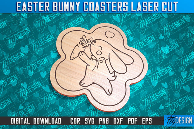 Easter Bunny Coasters | Laser Cutting File | CNC File SVG Fly Design 