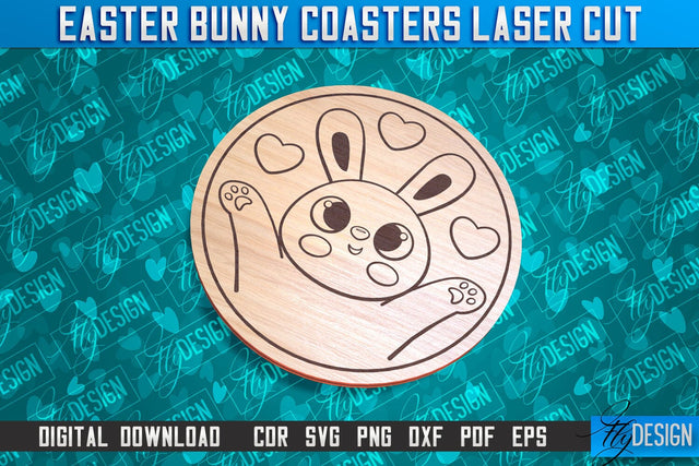Easter Bunny Coasters | Laser Cutting File | CNC File SVG Fly Design 