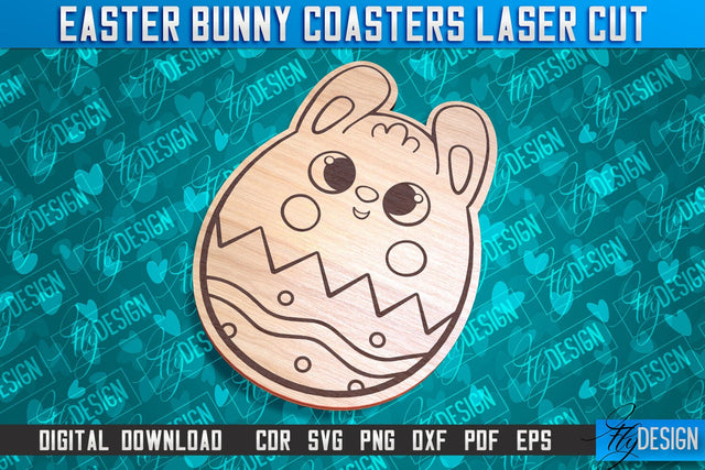 Easter Bunny Coasters | Laser Cutting File | CNC File SVG Fly Design 