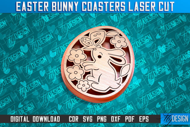 Easter Bunny Coasters | Laser Cutting File | CNC File SVG Fly Design 