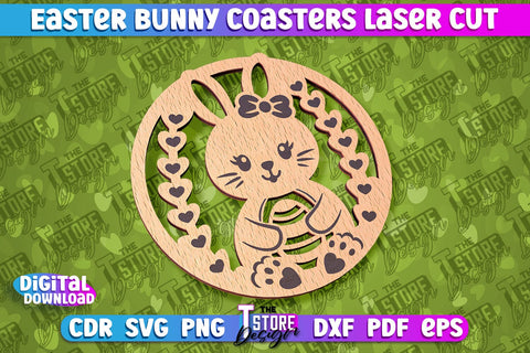 Easter Bunny Coasters | Laser Cutting File | CNC File SVG The T Store Design 