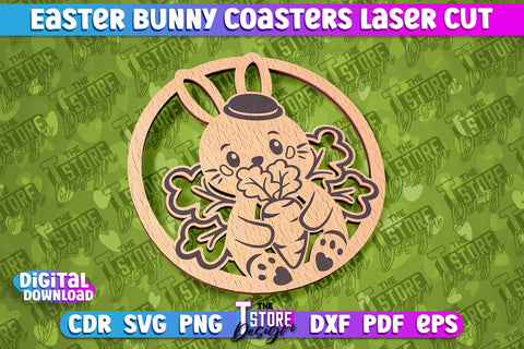 Easter Bunny Coasters | Laser Cutting File | CNC File SVG The T Store Design 