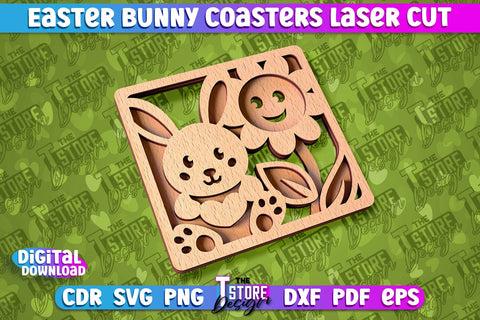 Easter Bunny Coasters | Laser Cutting File | CNC File SVG The T Store Design 