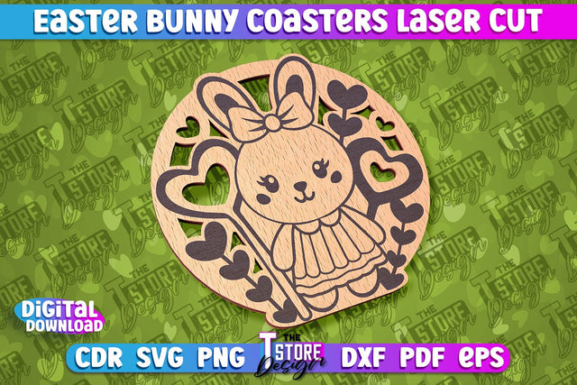 Easter Bunny Coasters | Laser Cutting File | CNC File SVG The T Store Design 