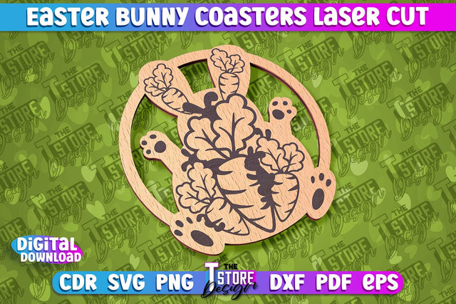 Easter Bunny Coasters | Laser Cutting File | CNC File SVG The T Store Design 