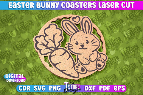 Easter Bunny Coasters | Laser Cutting File | CNC File SVG The T Store Design 