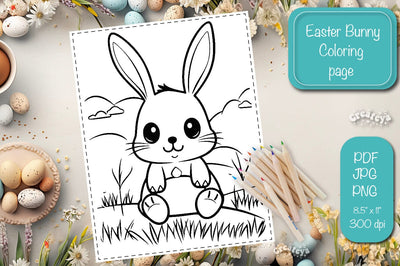Easter Bunny Coloring pages Coloring printable coloring sheet Sublimation Createya Design 