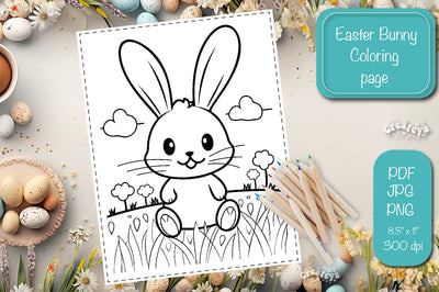 Easter Bunny Coloring pages Coloring printable coloring sheet Sublimation Createya Design 