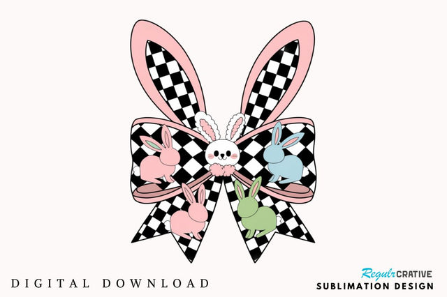 Easter Bunny Coquette Bow PNG, Easter Bunny Coquette PNG, Happy Easter PNG, Easter Brushstroke PNG, Girls Easter PNG, Bunny Ears, Bunny Bow PNG Sublimation Retro Easter Bunny Coquette Bow PNG Sublimation Regulrcrative 