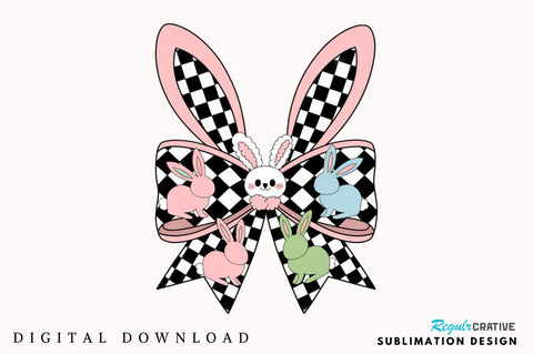 Easter Bunny Coquette Bow PNG, Easter Bunny Coquette PNG, Happy Easter PNG, Easter Brushstroke PNG, Girls Easter PNG, Bunny Ears, Bunny Bow PNG Sublimation Retro Easter Bunny Coquette Bow PNG Sublimation Regulrcrative 