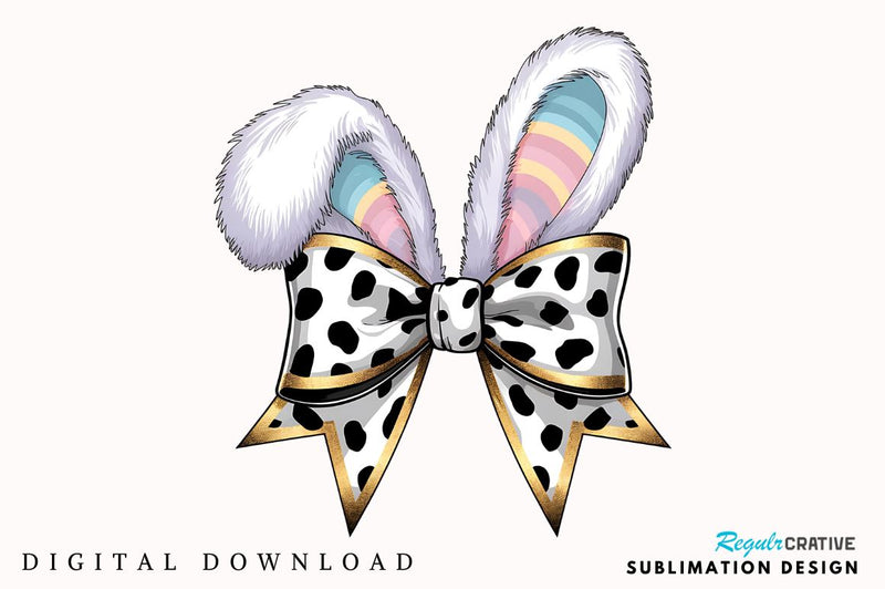 Easter Bunny Coquette Bow Sublimation Design Sublimation Regulrcrative 