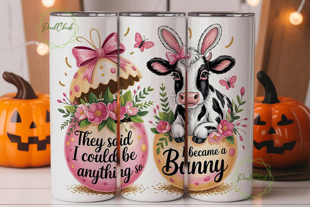 Easter Bunny Cow 20oz Tumbler Wrap Sublimation PixelChick 