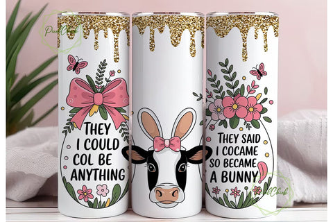 Easter Bunny Cow 20oz Tumbler Wrap Sublimation PixelChick 