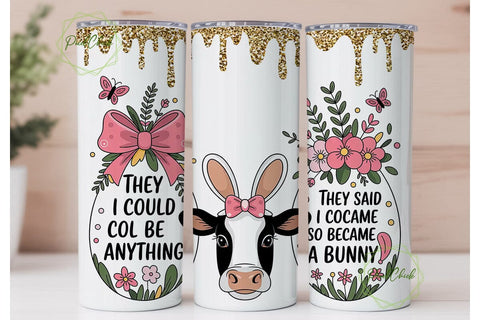 Easter Bunny Cow 20oz Tumbler Wrap Sublimation PixelChick 
