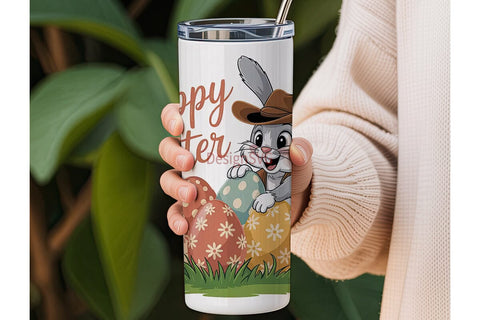 Easter Bunny Cowboy 20oz Tumbler Wrap Sublimation DesignSVG 