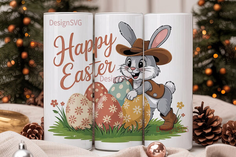 Easter Bunny Cowboy 20oz Tumbler Wrap Sublimation DesignSVG 