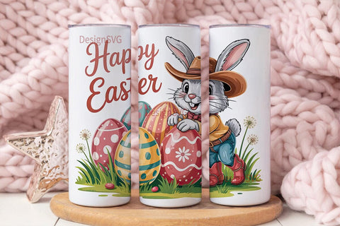 Easter Bunny Cowboy 20oz Tumbler Wrap Sublimation DesignSVG 