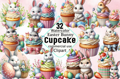 Easter Bunny Cupcake Sublimation Clipart Bundle Sublimation SVGArt 