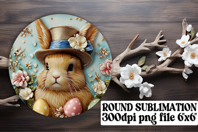 Easter Bunny Delight Sublimation Trio - Circle, Keychain, Coaster Sublimation afrosvg 