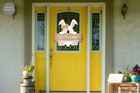 Easter Bunny Door Sign Laser Cut SVG SvgOcean 
