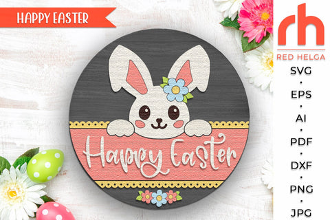 Easter Bunny Door Sign SVG, Spring Hanger Cut File, Cute Rabbit SVG RedHelgaArt 