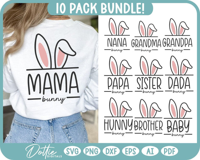 Easter Bunny Ears 10 Design Pack Bundle – SVG PNG DXF EPS AI PDF SVG DottieDigitals 