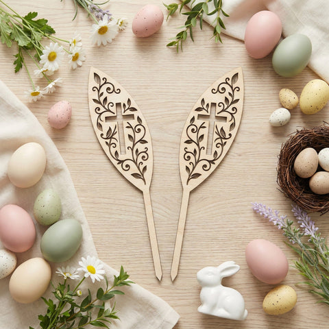 Easter Bunny Ears Laser SVG Bundle, 12 Laser Cut Centerpiece Designs, Plywood Bunny Ear Sticks – SVG EPS Dxf for Glowforge Cricut Cnc SVG HappyDesignStudio 