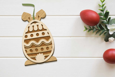 Easter Bunny Eggs Set, Multilayer Decorative Templates, Laser Cut Files SVG LaserCutano 
