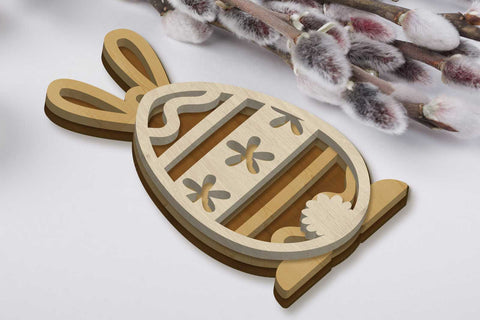 Easter Bunny Eggs Set, Multilayer Decorative Templates, Laser Cut Files SVG LaserCutano 