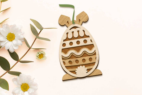 Easter Bunny Eggs Set, Multilayer Decorative Templates, Laser Cut Files SVG LaserCutano 