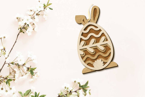 Easter Bunny Eggs Set, Multilayer Decorative Templates, Laser Cut Files SVG LaserCutano 
