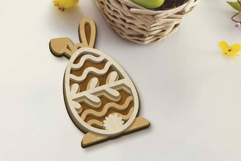 Easter Bunny Eggs Set, Multilayer Decorative Templates, Laser Cut Files SVG LaserCutano 