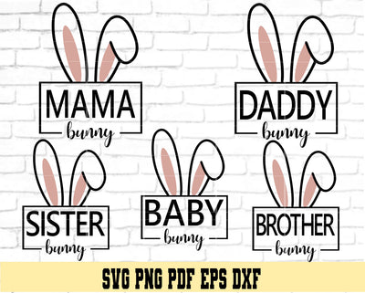 Easter Bunny Family Bundle - Easter Family Design - Digital Cut File for Cricut - SVG PNG PDF DXF EPS SVG DigitalDesigns365 