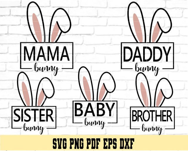 Easter Bunny Family Bundle - Easter Family Design - Digital Cut File for Cricut - SVG PNG PDF DXF EPS SVG DigitalDesigns365 