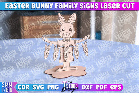 Easter Bunny Family Signs | Family Tree | Laser Cut Design | CNC File SVG The T Store Design 