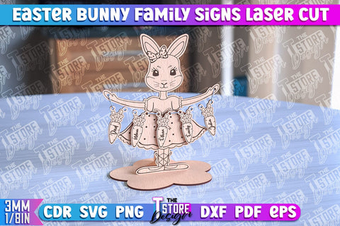 Easter Bunny Family Signs | Family Tree | Laser Cut Design | CNC File SVG The T Store Design 