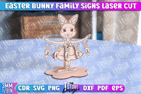 Easter Bunny Family Signs | Family Tree | Laser Cut Design | CNC File SVG The T Store Design 
