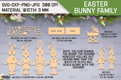 Easter Bunny Family SVG. 3D Easter Stands Laser Cut SVG Evgenyia Guschina 