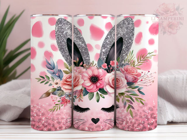 Easter Bunny Floral 20oz Tumbler Wrap PNG, Bunny Ears Png, Straight & Tapered Tumbler Wrap, Happy Easter Tumbler PNG, Instant Digital Download Sublimation Li Zamperini 