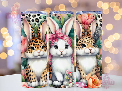 Easter Bunny Floral 20oz Tumbler Wrap, Straight Tapered, Happy Easter Png, Instant Digital Download Sublimation SvggirlplusArt 