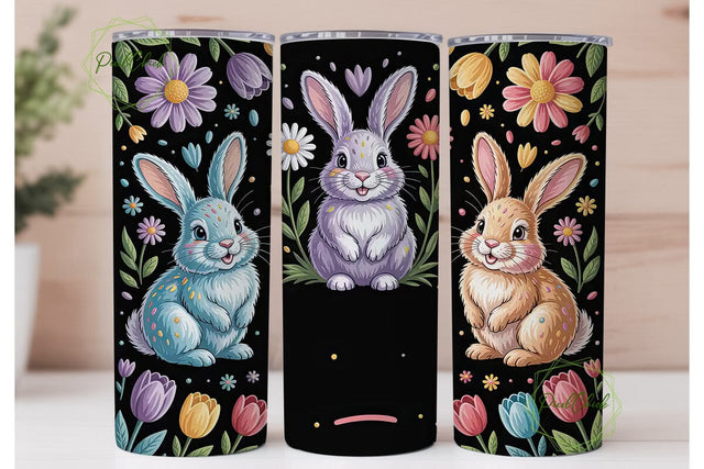 Easter Bunny Floral 20oz Tumbler Wrap Sublimation PixelChick 