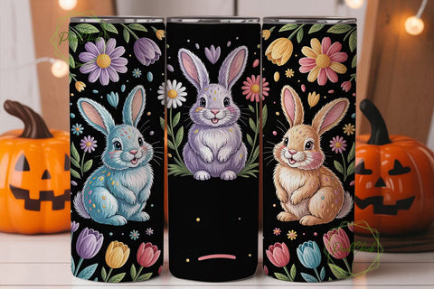 Easter Bunny Floral 20oz Tumbler Wrap Sublimation PixelChick 