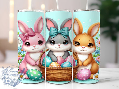 Easter Bunny, Floral Bunny, 20oz Tumbler, Sublimation Design, Easter Gift, Spring Decor, Bunny Drinkware Sublimation ToriDesigns 