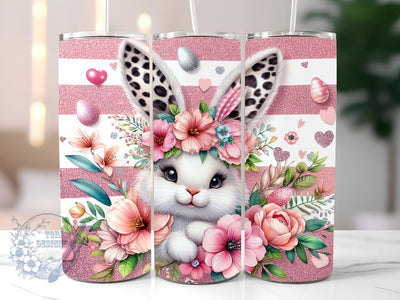 Easter Bunny Floral, Bunny Ears 20 oz Skinny Tumbler Sublimation Design, Happy Easter Tumbler Png, Straight & Tapered Tumbler Wrap, Instant Digital Download Sublimation ToriDesigns 