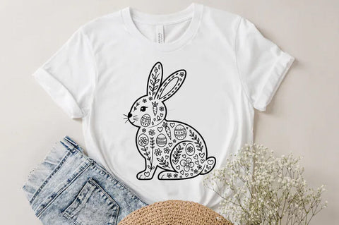Easter Bunny Floral Illustration SVG PNG Design SVG FiveStarCrafting 
