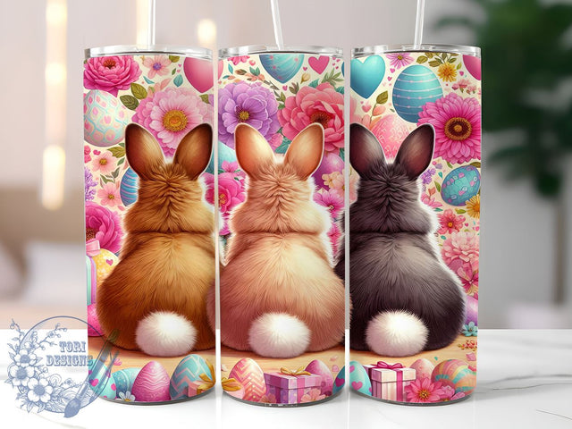 Easter Bunny Floral Tumbler Wrap, 20oz Sublimation Design, Floral Bunny Wrap, Digital Download Tumbler, Spring Drinkware, Cute Easter Design, Floral Tumbler Art, Holiday Sublimation Wrap Sublimation ToriDesigns 