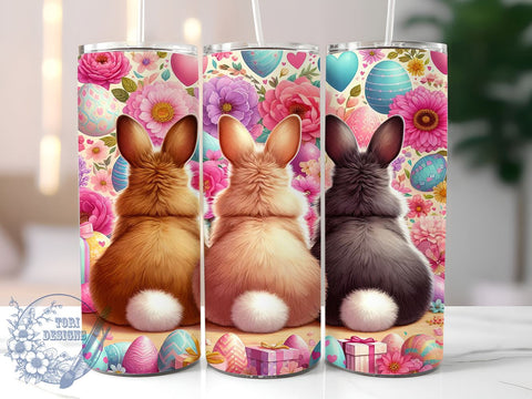 Easter Bunny Floral Tumbler Wrap, 20oz Sublimation Design, Floral Bunny Wrap, Digital Download Tumbler, Spring Drinkware, Cute Easter Design, Floral Tumbler Art, Holiday Sublimation Wrap Sublimation ToriDesigns 