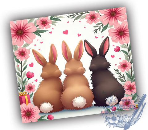 Easter Bunny Floral Tumbler Wrap, 20oz Sublimation Design, Floral Bunny Wrap, Digital Download Tumbler, Spring Drinkware, Cute Easter Design, Floral Tumbler Art, Holiday Sublimation Wrap Sublimation ToriDesigns 